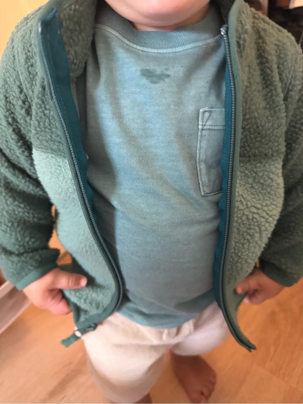 OshKosh Two-Tone Green Sherpa Zip Jacket